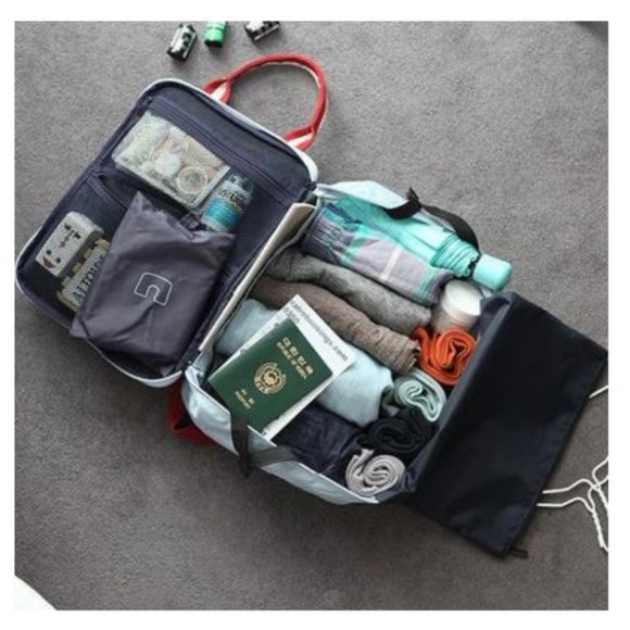 NEW Travel Luggage Bag (Light Blue/Navy Blue) - Picture 4 of 8